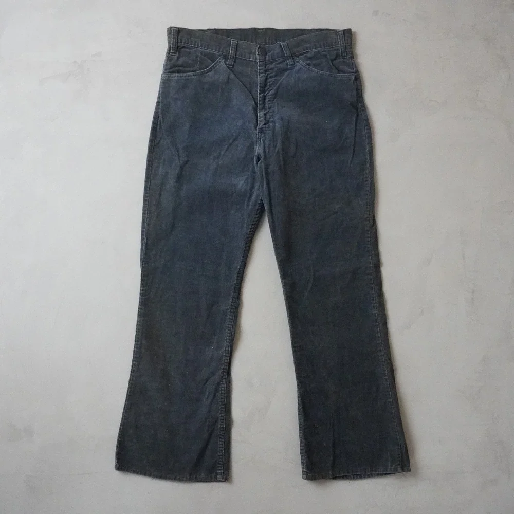 Vintage Levis Corduroy Pants 34x28 Mens 80s Grey White Tab Straight Leg Cord